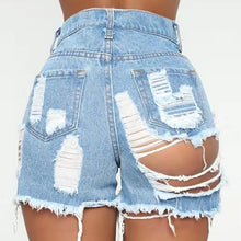 Load image into Gallery viewer, Women's Frayed Raw Hem Ripped Distressed High Waist Hole