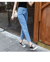 Load image into Gallery viewer, Women's High Waist Jeans Plus Size Loose Straight Trendy Casual Mom