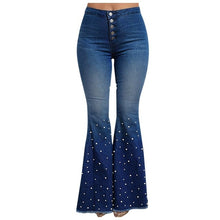 Load image into Gallery viewer, Sexy office work Women&#39;s High Waist Jeans Button Tassel Pants
