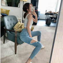 Load image into Gallery viewer, 2020 hole jeans women&#39;s leggings new slim waist stretch slim
