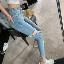 Load image into Gallery viewer, 2020 hole jeans women&#39;s leggings new slim waist stretch slim
