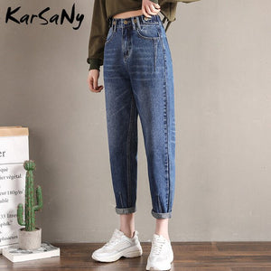 High Waisted Boyfriend Jeans For Women Loose Black Denim Pants