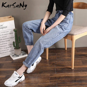 High Waisted Boyfriend Jeans For Women Loose Black Denim Pants