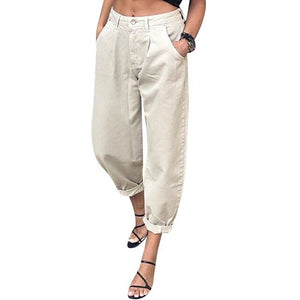 Women's Pants Ladies Casual Solid Pockets Trousers Loose Plus Size P